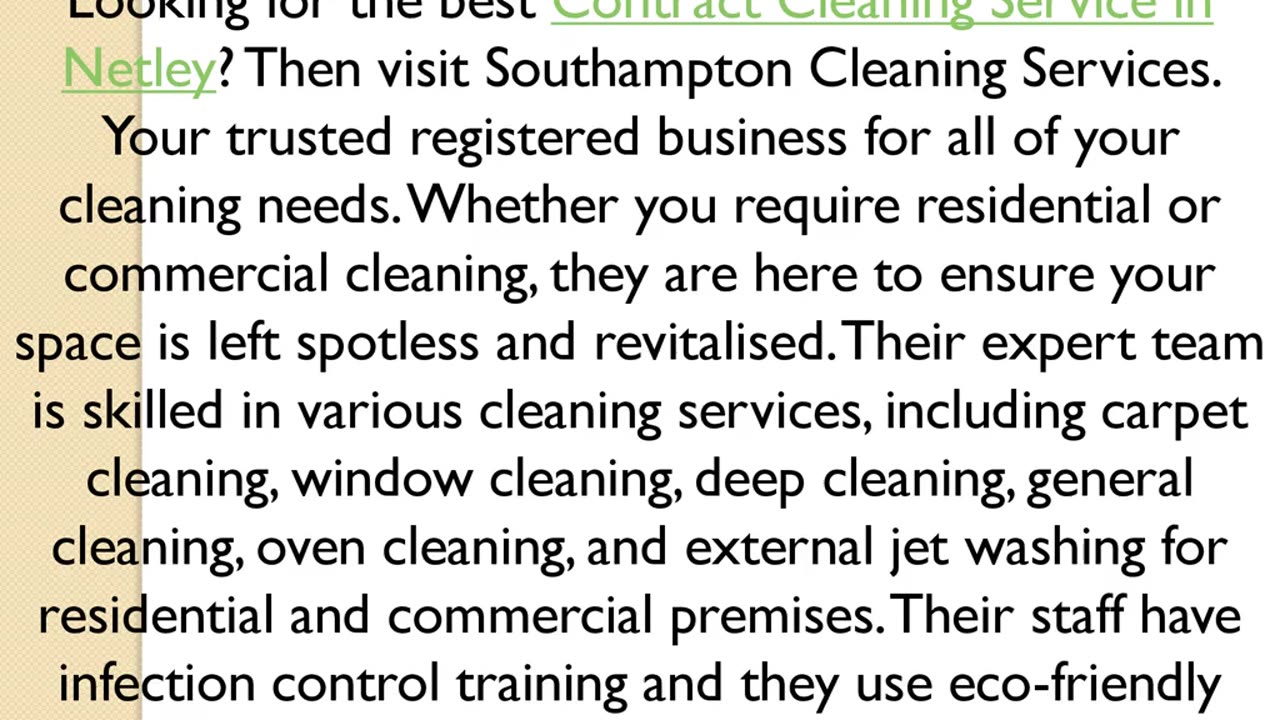 Get the best Contract Cleaning Service in Netley