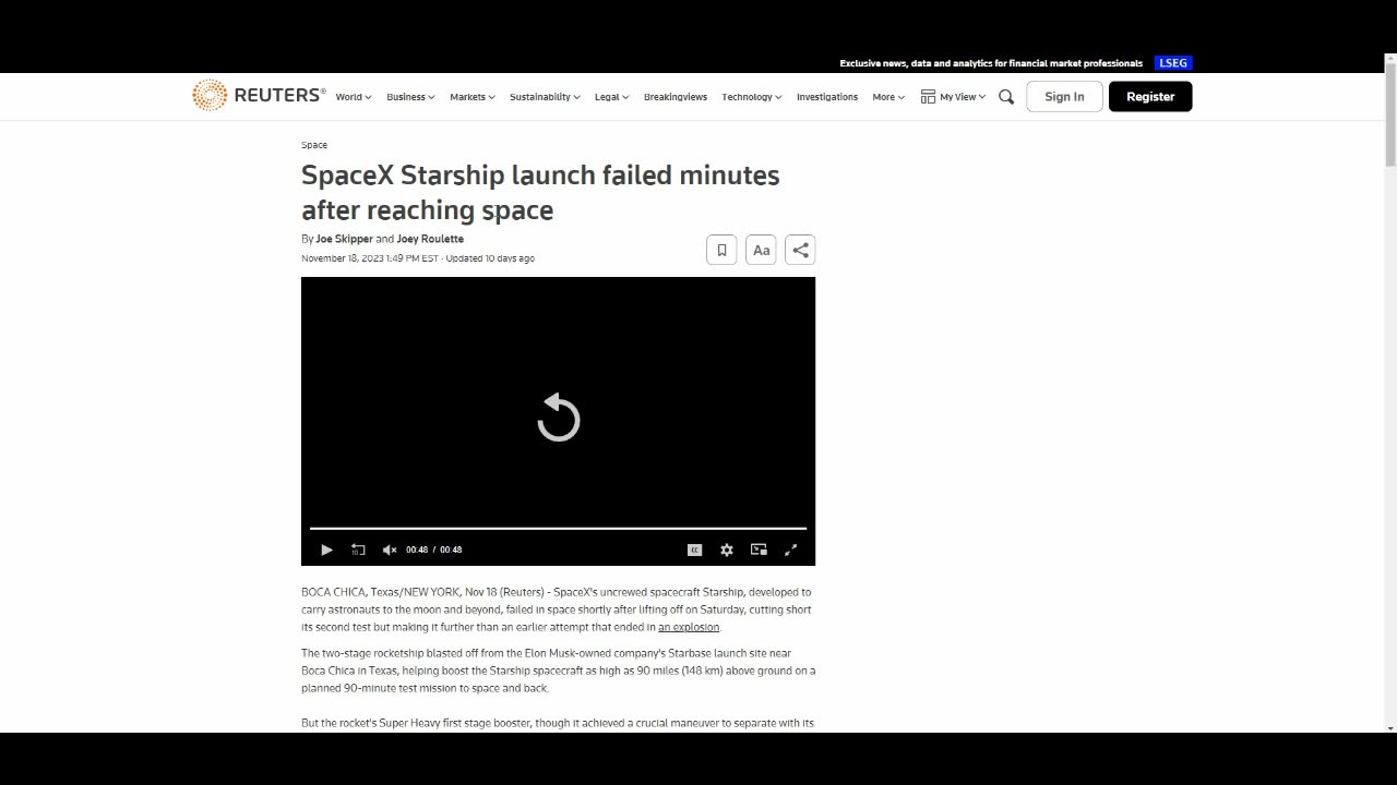 SpaceX Starship launch failed minutes after reaching space