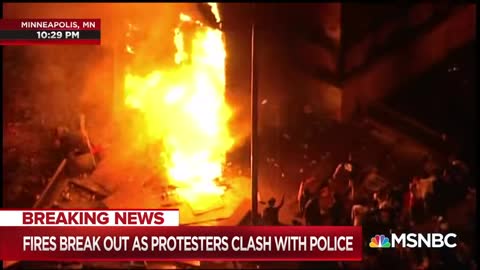 Minniapolis spolice station on fire Biden protesters