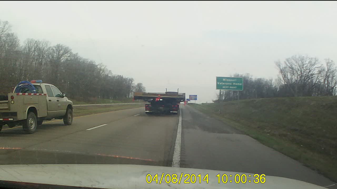 Truck Tire Shreds On The Highway