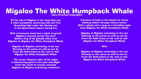 Migaloo The White Humpback Whale Song
