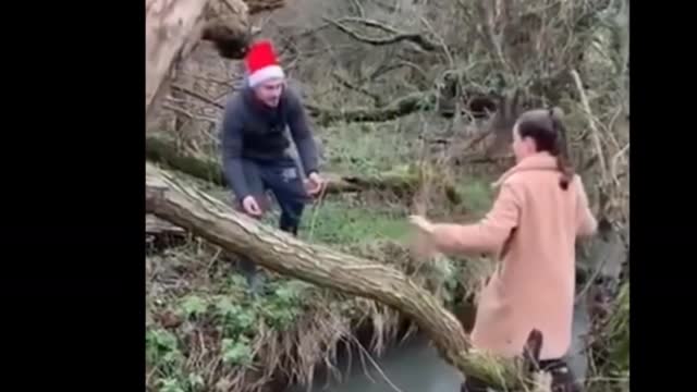 Powerful jump! Laughter to tears