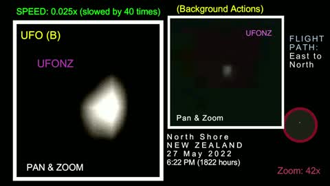 UFO(B) NEW ZEALAND, 27 MAY 2022, REF R0008, North Shore, Flight Path East to North