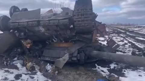 The war in Ukraine- destroyed Russian tank 3