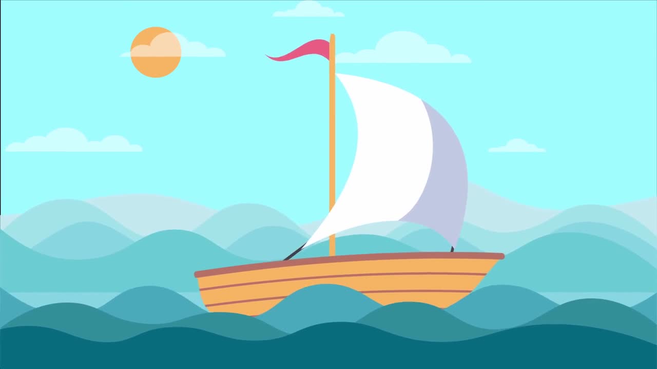 Boat At The Sea Animated Non Copyrighted HD Video Royalty Free