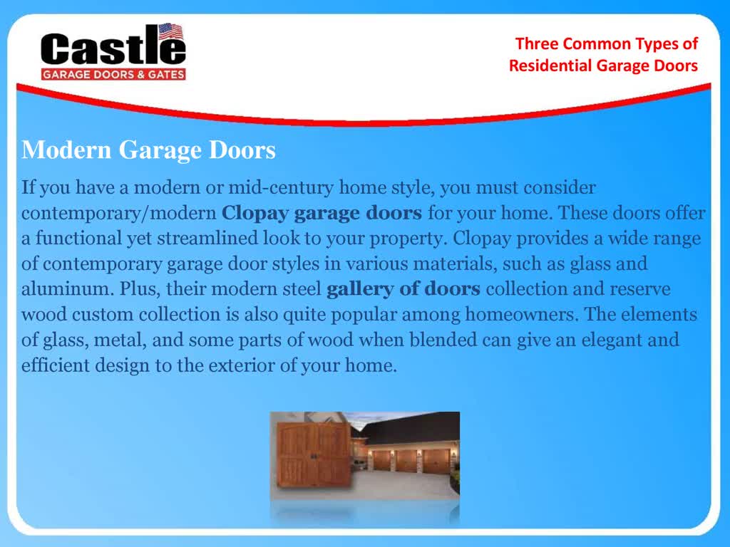 Three Common Types of Residential Garage Doors