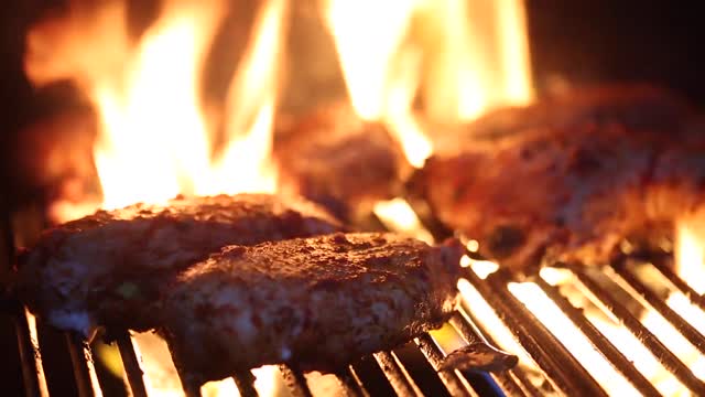 bbq flames through chicken