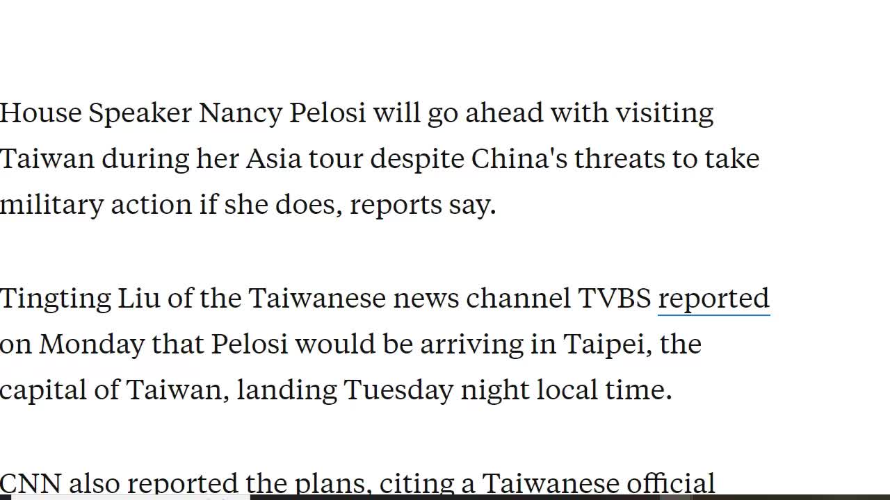 Latest Reports Say Pelosi Likely To Visit Taiwan On Tuesday - How Will China Respond?