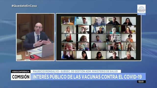 Debate comision salud Senado Argentino 2020 - Ley 27573 LEY DE VACUNAS CONTRA EL COVID-19