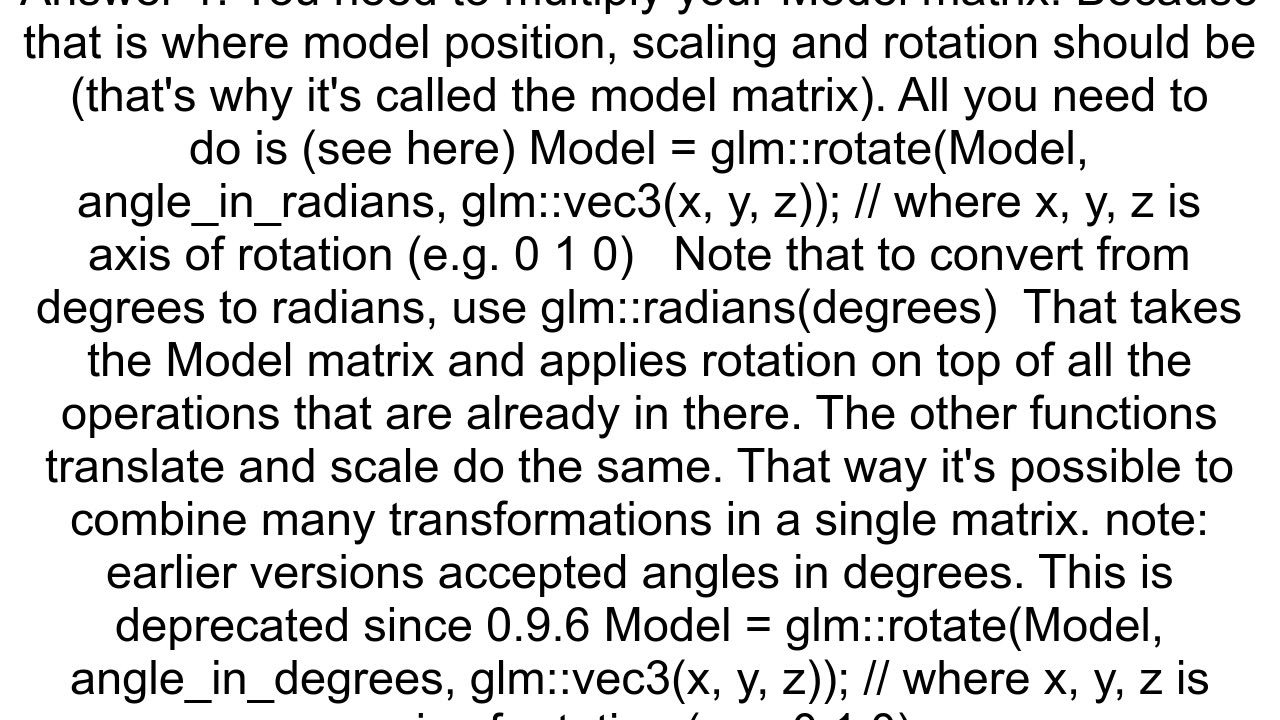 glm rotate usage in Opengl