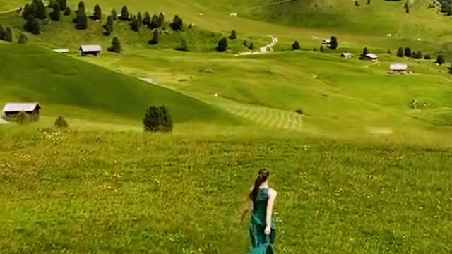 Picturesque, beautiful prairie scenery, Dolomites, Italy