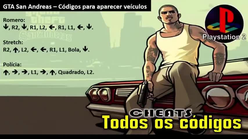 GTA San Andreas Todos os códigos Playstation 2