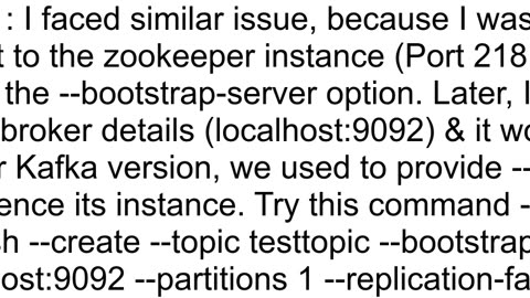 Error in Zookeeper Unreasonable length 308375649 when creating topic in Kafka