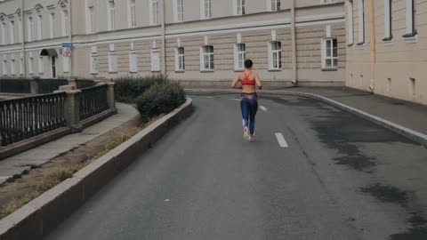 A woman is running