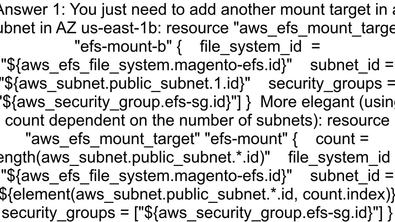 How to create EFS in MultiAZ with Terraform