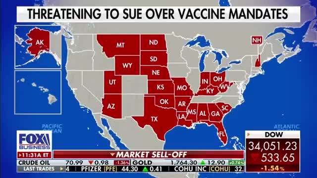 24 States threatening to sue the Biden adminstration over vaccine mandates...