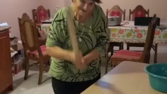 Italian Nonna Making Pasta with Muscle Power