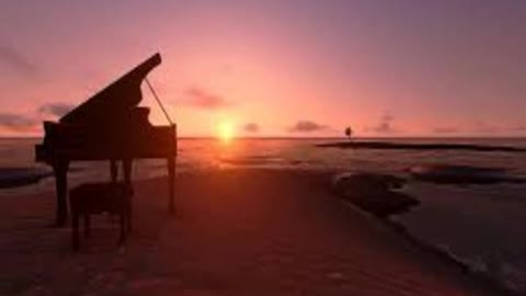 Piano in the sunset