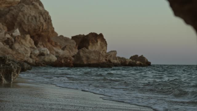 Sea Waves Crashing The Cliff Coast