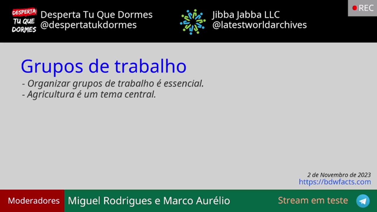 Live diária de 2 de Novembro de 2023 (Parte 1)