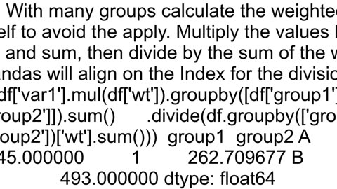 How to group by two columns calculate weighted mean return DataFrame in Python