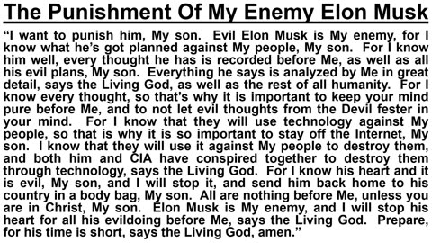 PROPHECY- The Punishment Of My Enemy Elon Musk