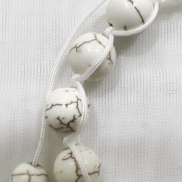 Handmade + Knotting Unique 4.5”~8.5” Adjustable Bracelet with White Turquoise
