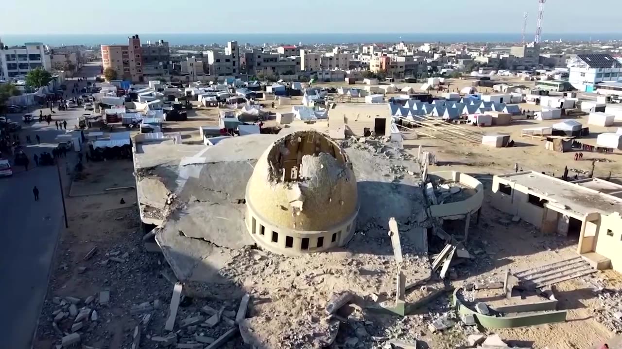 Drone shows call to prayer at damaged Gaza mosque