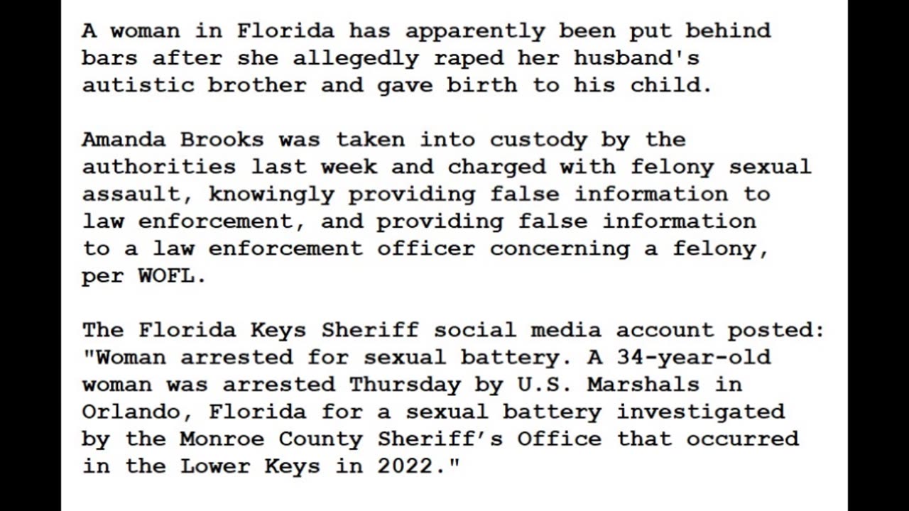 23-1219 - Florida woman allegedly rapes autistic brother-in-law, gives birth to his child