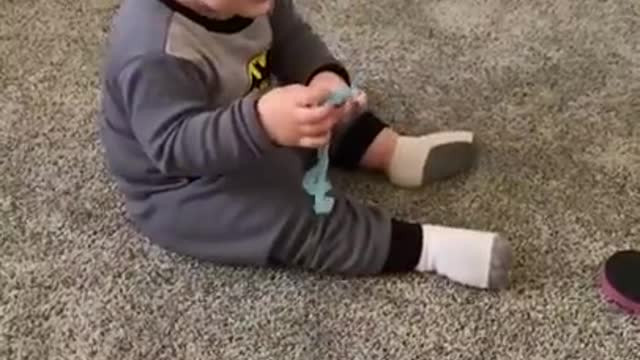 Little Child Adorably Playing With Her Cat Is So Cute