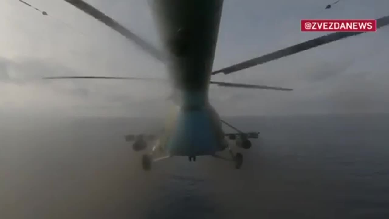 RU POV: Nov-2023: Crimean coast. Two helicopters patrol Crimean coast.