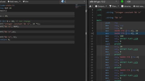 const and constant literals in c/c++