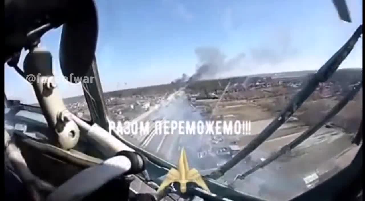 Ukrainian Helicopter Fires Rockets At Russian Forces