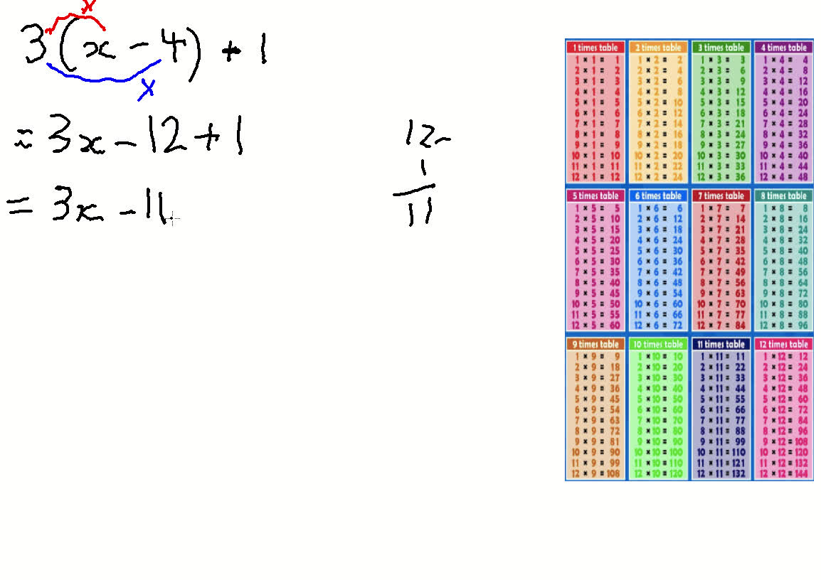 Answer to 3(x-4)+1