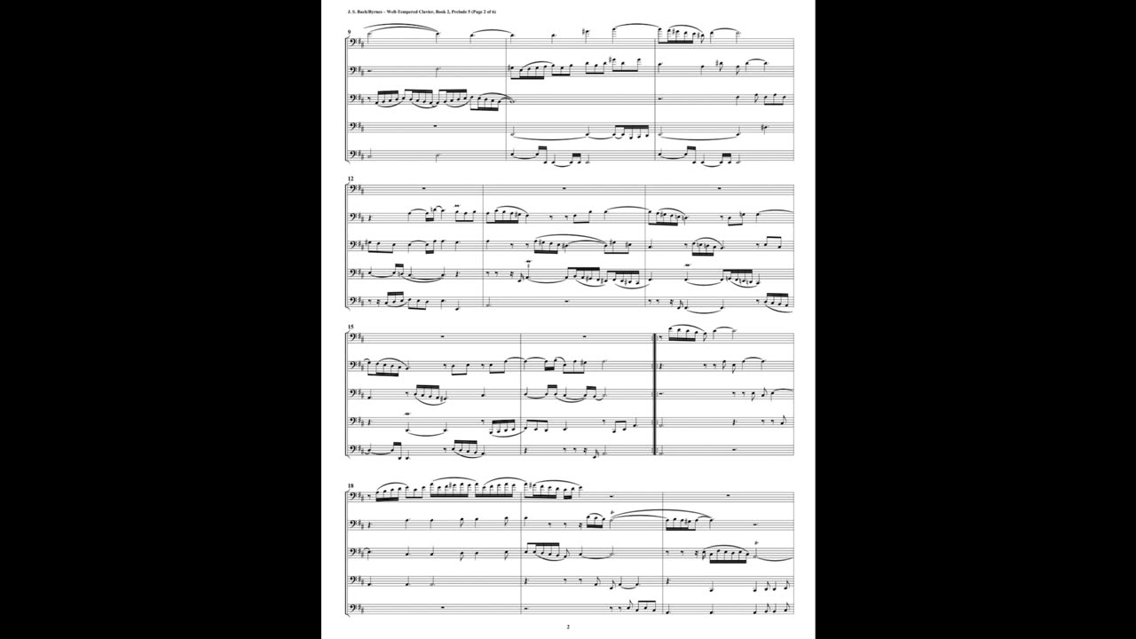 J.S. Bach - Well-Tempered Clavier: Part 2 - Prelude 05 (Bassoon Quintet)