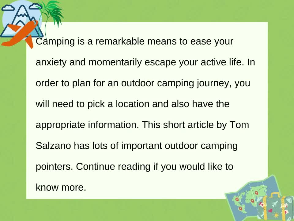 Tom Salzano - The Best Advice for a Great Camping Trip