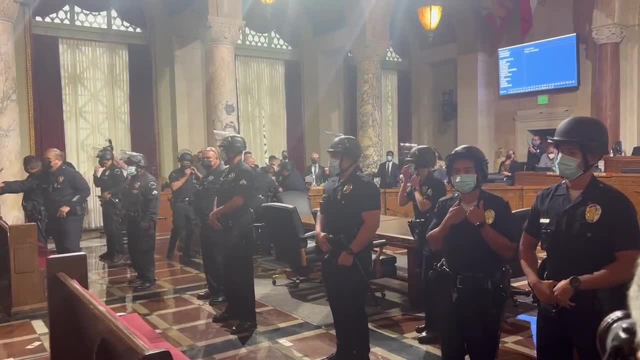 Riot Police Are Called Into LA City Council Meeting