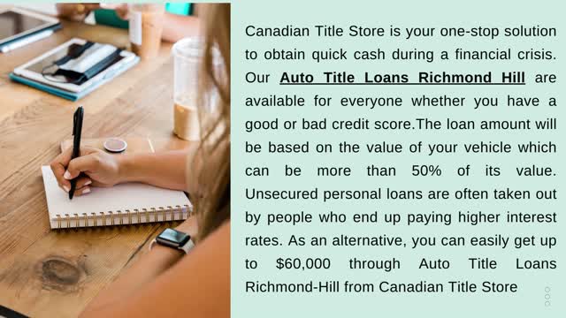 Auto Title Loans Richmond Hill | 1-844-512-5840 | Canadian Title Store