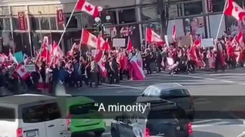 Protestors for Freedom Convoy march in Toroonto