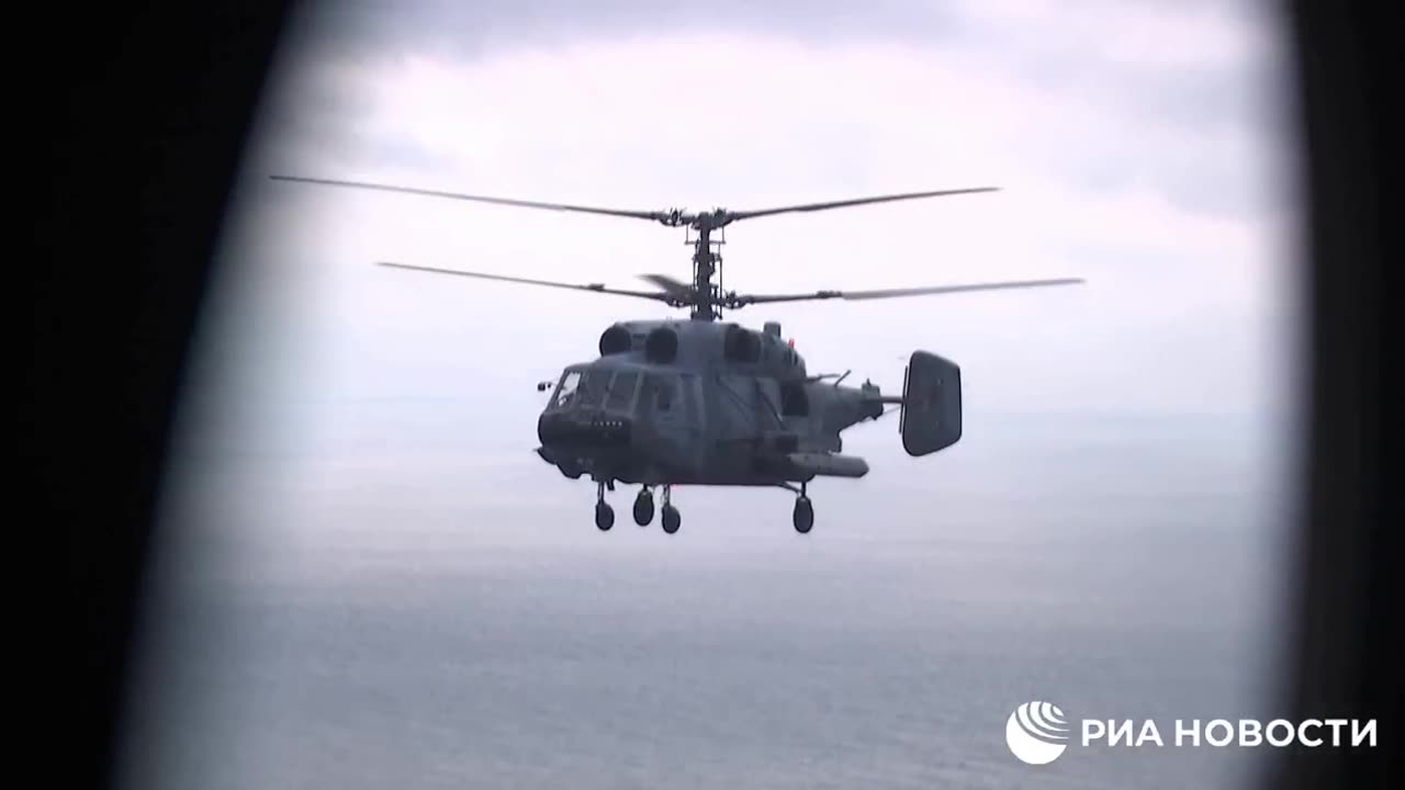 Video of combat work of Ka-29 and Mi-8 in the Black Sea.