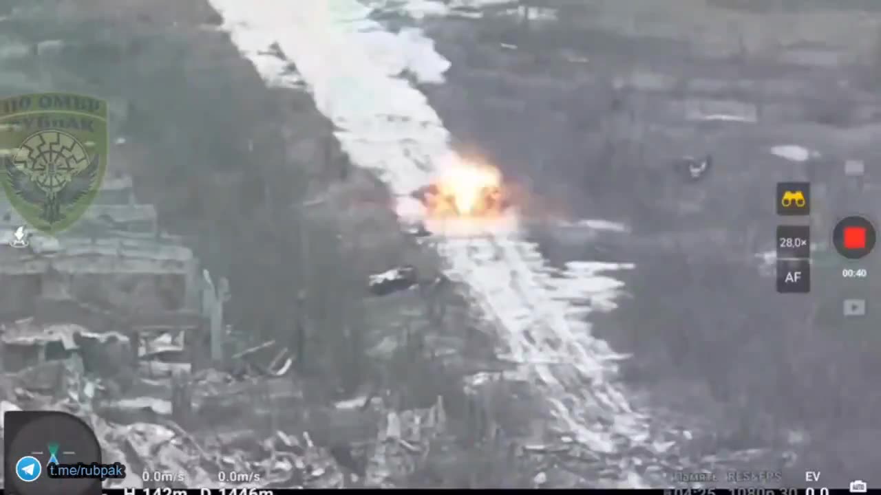 Destruction Of A Russian Ground Transport Drone By A Ukrainian FPV Kamikaze Drone