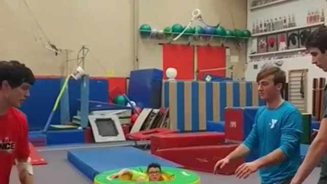 Guys attempt simultaneous backflip