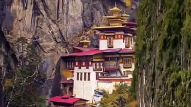 An Amazing Buddhist Temple on the Black Hill Stone of the Bhutan