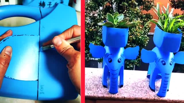 Idea Recycle discarded plastic bottles into flower pots