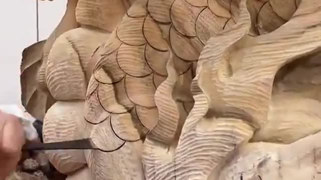 Wood carving. Beautifully arranged art.