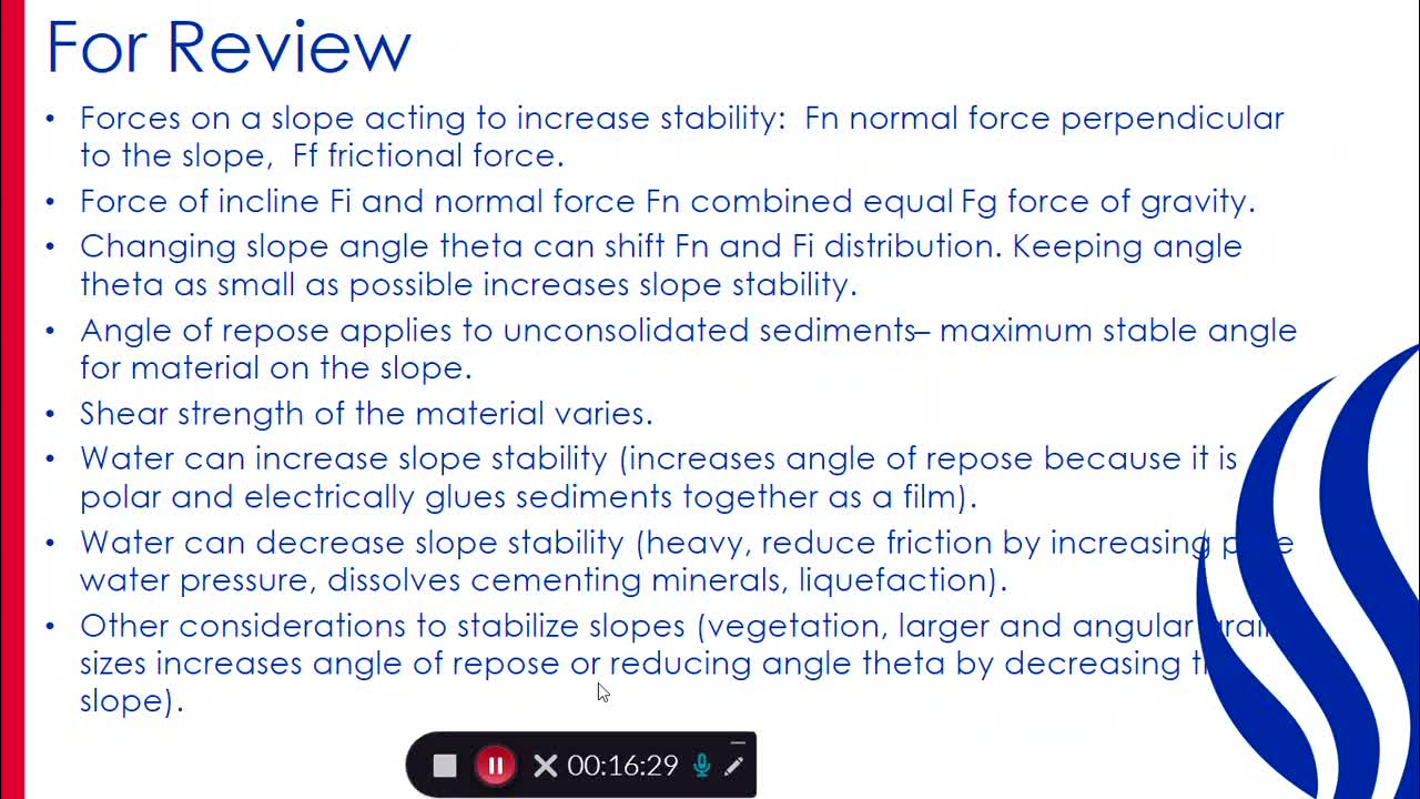 Mass Wasting: Factors Influencing Slope Stability