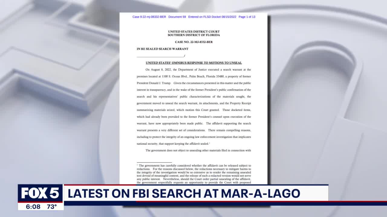 FBI Mar-a-Lago Raid: DOJ opposes unsealing affidavit for warrant