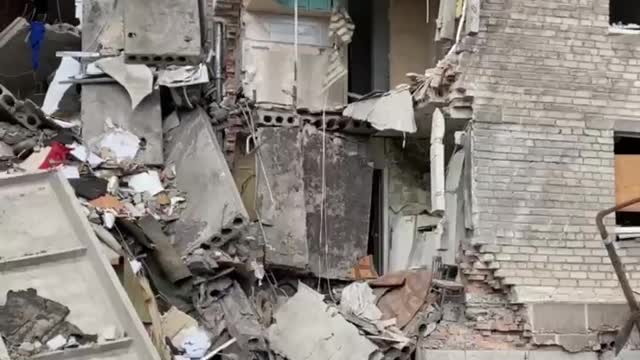 The consequences of the shelling in Bakhmut.