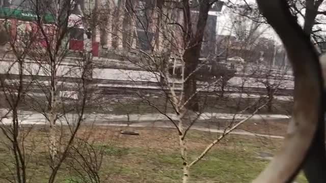 Columns of Russian military equipment are passing along #Bohdan #Khmelnitsky Avenue in #Melitopol.