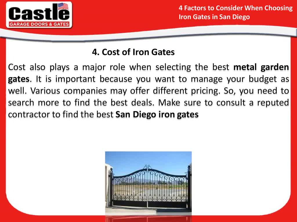 4 Factors to Consider When Choosing Iron Gates in San Diego